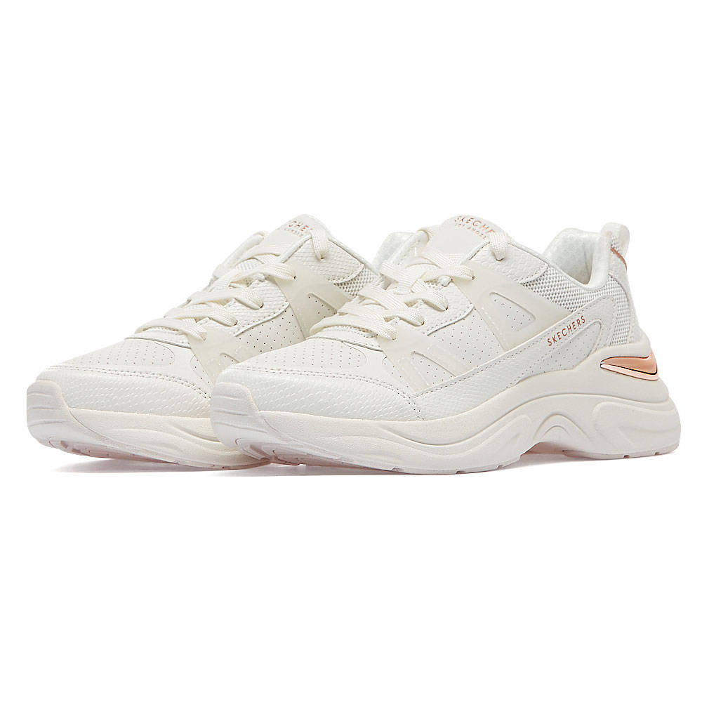 Skechers - Skechers Snake Trimmed Perforated Durleather Lace Up Fashion Sneaker 177576 - SK.WTH SK.WTH Skechers