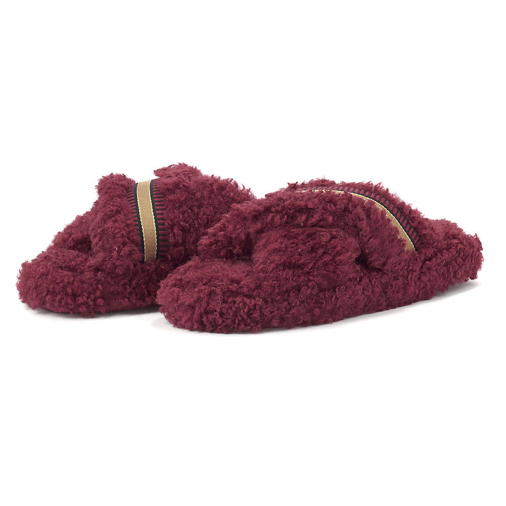 Tommy Hilfiger - Tommy Hilfiger Sherpa Fur Home Slippers Straps FW0FW06576 - THXJS THXJS Tommy Hilfiger