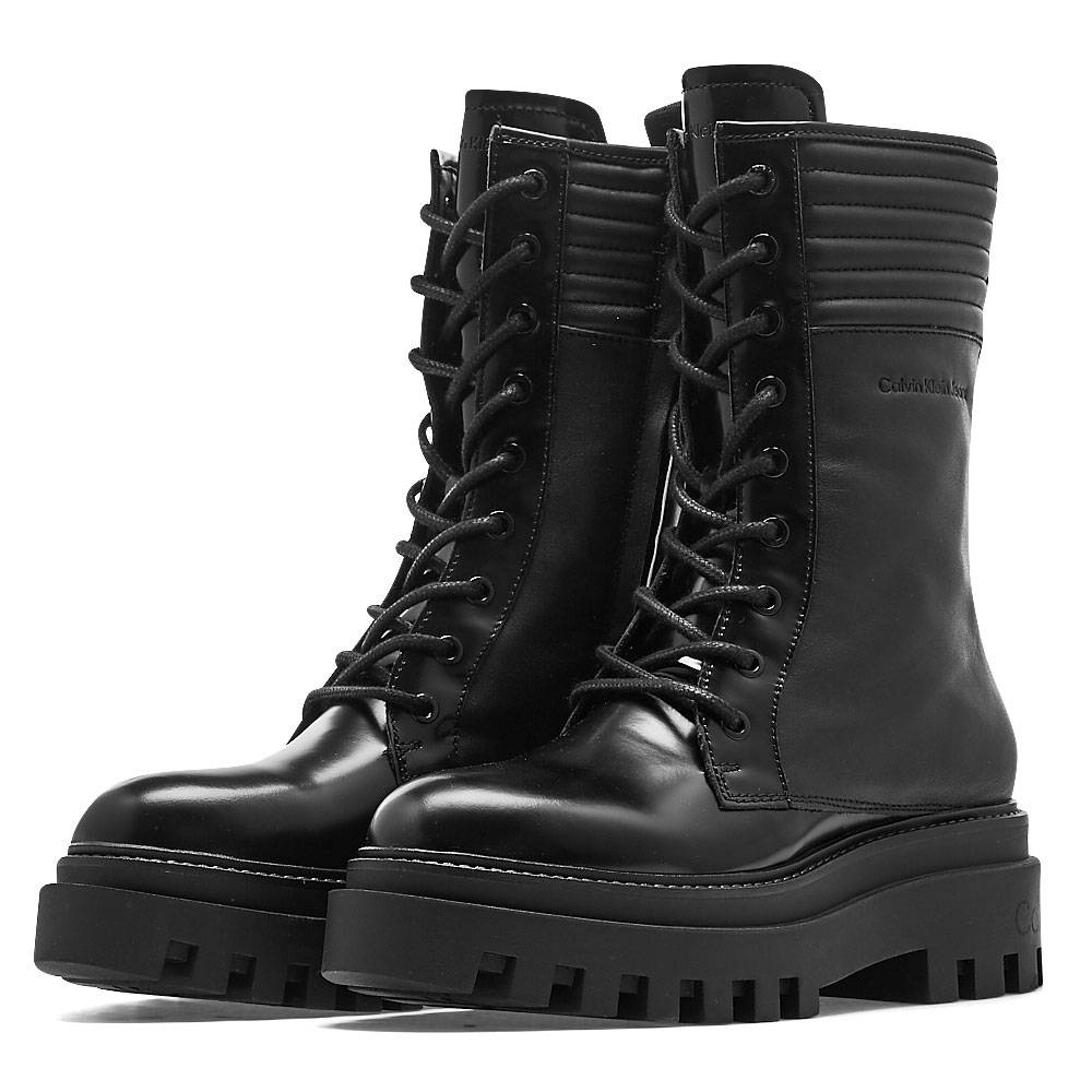 Image of 
            Calvin Klein - Calvin Klein Flatform Knee Boot Laceup Lth Wn YW0YW01137 - CK0GT